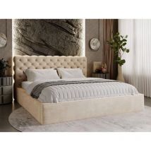 Polsterbett mit Bettkasten 160x200, Beige Samt, Apollo