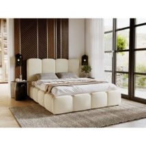 Polsterbett mit Bettkasten 160x200, Beige Samt, Galli