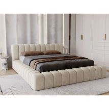 Polsterbett mit Bettkasten 160x200, Beige Samt, Italia