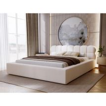 Polsterbett mit Bettkasten 160x200, Creme Samt, Plaza