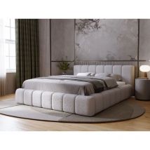 Polsterbett mit Bettkasten 160x200, Grau Bouclé, Orio