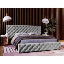 Polsterbett mit Bettkasten 160x200, Grau Samt, Madera