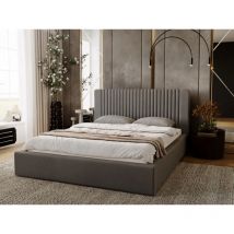 Polsterbett mit Bettkasten 160x200, Grau Samt, Malmo