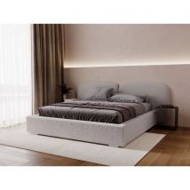 Polsterbett mit Bettkasten 160x200, Hellgrau Bouclé, Palermo