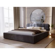 Polsterbett mit Bettkasten 180x200, Dunkelgrau Samt, Plaza