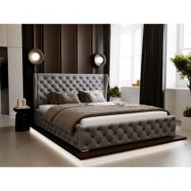 Polsterbett mit Bettkasten 180x200, Grau Samt, Kingston