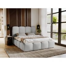 Polsterbett mit Bettkasten 200x200, Hellgrau Samt, Galli