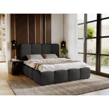 Polsterbett mit Bettkasten 200x200, Schwarz Samt, Galli