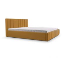 Polsterbett Bett mit Kopfstütze, Rahmenbettgestell, Bettkasten und Lattenrost Doppelbett Gepolsterter Kopfteil Samststoff Stauraumbett bett 01