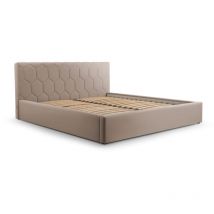 Polsterbett Bett mit Kopfstütze, Rahmenbettgestell, Bettkasten und Lattenrost Doppelbett Gepolsterter Kopfteil Samststoff Stauraumbett bett 02