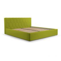 Polsterbett Bett mit Kopfstütze, Rahmenbettgestell, Bettkasten und Lattenrost Doppelbett Gepolsterter Kopfteil Samststoff Stauraumbett bett 02