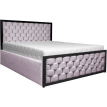 Polsterbett mit Bettkasten und Lattenrost Bezug: Boucle gramo - 120x200 cm - Hellrosa (Abriamo 11)