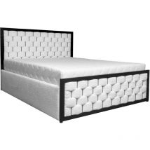 Polsterbett mit Bettkasten und Lattenrost Bezug: Boucle gramo - 160x200 cm - Weiß (Abriamo 4)