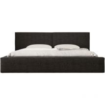 Polsterbett mit Kopfstütze, Bettkasten und Lattenrost, gepolstertes Kopfteil, Bett mit Stauraum bett 06 (Schwarz (Anthology 19), 140x200 cm)
