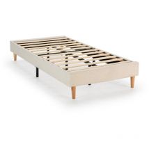 Polsterbett Niebla 90x190 cm Beigefarbenes Schaffellimitat