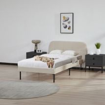 [en.casa] - Polsterbett Porvoo Samt 90x200 cm Beige