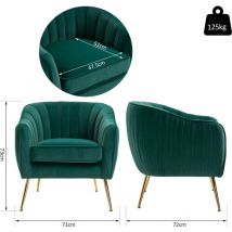 Benzoni - Poltona Imbottita in Velluto 71x72x73 cm Gambe in Metallo Verde
