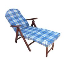 Defibrico - Poltrona relax da interno in legno regolabile in 4 posizioni con cuscino e prolunga poggiapiedi Padova - Blue