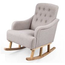 Gicos - poltrona a dondolo in tessuto trapuntata gambe in legno colore tortora 62X65X85CM usato come nuovo