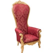 Biscottini - Poltrona schienale alto 185x95x90 cm Poltrona soggiorno stile barocco oro Poltrona camera letto stile luigi xvi Barocco sedia