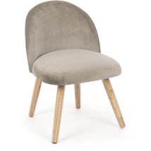 Poltroncina moderna Adeline in legno rivestita effetto velluto tortora