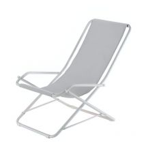 Fiam - Poltrona Basculante Da Esterno Linea Dondolina Con Telaio In Acciaio Bianco e Telo In Texfil Grigio