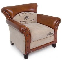 Poltrona Charleston in pelle vintage beige
