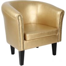 Nova - miadomodo Poltrona Chesterfield - Imbottita, in Similpelle e Legno, Borchie Decorative in Rame, Oro - Sedia, Poltrona da Salotto, Soggiorno,