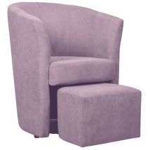 Poltrona con pouf in tessuto colore rosa antico - Djerba