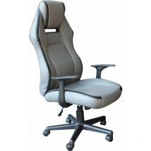 Magazzini Cosma - Poltrona da ufficio e gaming ergonomica in pelle grigio chiaro Misano