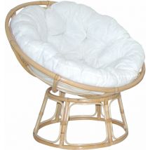 Morel - Poltrona da Giardino Ø100 cm in Canna Manao con Cuscino Papasan