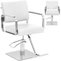 Physa - Poltrona da parrucchiere con poggiapiedi - 50 - 66 cm - 200 kg - Bianco, argento