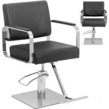 Physa - Poltrona da parrucchiere con poggiapiedi - 50 - 66 cm - 200 kg - Nero, argento