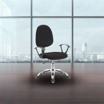 Toscohome - Poltrona da ufficio con ruote in tessuto nero e base cromata - CR131