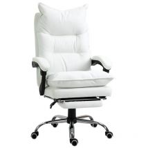 Maury's - poltrona da ufficio in similpelle regolabile reclinabile con poggiapiedi bianca