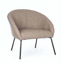 Iperbriko - Poltrona en velours design, couleur taupe, dimensions 80x76x75 cm