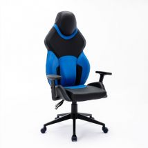 Egli - Sedia poltrona gaming ergonomica similpelle nero blu Portimao Sky