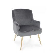 Iperbriko - Poltrona grise en velours effet or - 60x66x78.5 cm