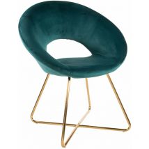 Baroni Home - montemaggi Poltrona Imbottita Circolare in Velluto Blu Petrolio con Gambe in Ferro Dorato. Poltrona da Ufficio o da Pranzo Super