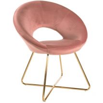 Baroni Home - Poltrona Imbottita circolare Bibi Moon in velluto Rosa Cipria con gambe in ferro Dorato, Poltrona da ufficio o da pranzo e Seduta