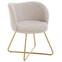 Wahson Poltrona Imbottita Moderna Sedia da Salotto con Gambe in Metallo Poltroncina in Tessuto per Camera da Soggiorno, Beige