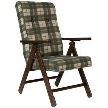 Toscohome - Poltrona in legno regolabile in tessuto a scacchi colore verde - Roma