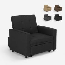 Le Roi Du Relax - Poltrona letto singolo con braccioli design moderno salvaspazio Brooke Colore: Nero