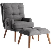 Okwish - Poltrona lounge con poggiapiedi, schienale regolabile su 10 livelli, reclinabile, sedia con ripiano laterale