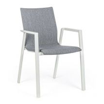 Bizzotto - Chaise D'extérieur En Aluminium Blanc Avec Coussin Gris Foncé Odeon 55.5X60 H83 Cm