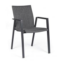 Bizzotto - Chaise de jardin anthracite avec accoudoirs