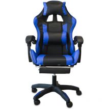 Poltrona racing omega c/p-piedi nera/blu similp.