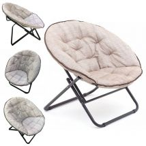 Poltrona Relax Poltroncina Sedia Marrone Ecru' Comoda pieghevole 82x73x80 cm Salmar Papason