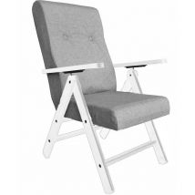 Poltrona relax reclinabile bianca sedia sdraio imbottita grigia da casa in Legno Schienale Ergonomica robusta 4 posizioni Made in Italy tessuto