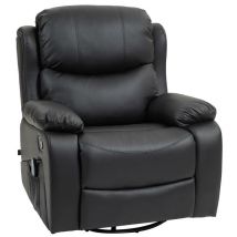 Maury's - poltrona relax reclinabile con 8 punti massaggianti. in finta pelle e acciaio. 97X92X104 cm. nero